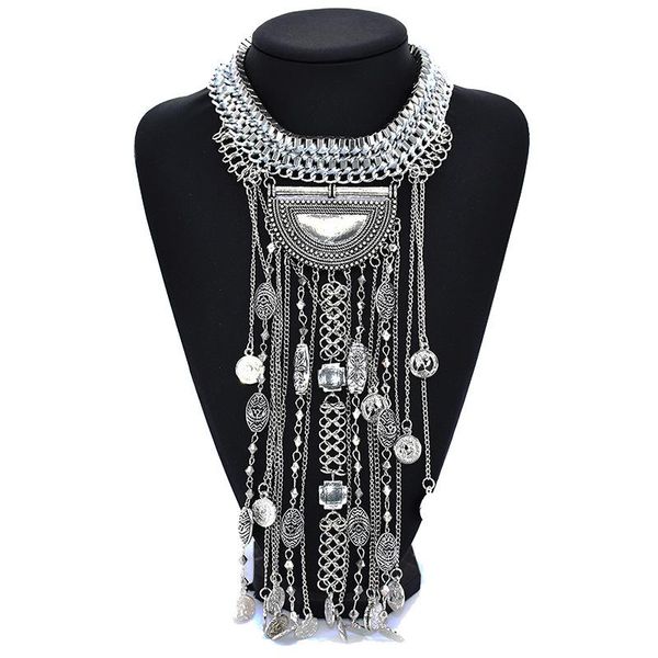 Catene Boho Statement Collana turchese Ballerino Tribal Harness Ciondolo Nappa etnica per donne Ragazza Uomo BoyChains