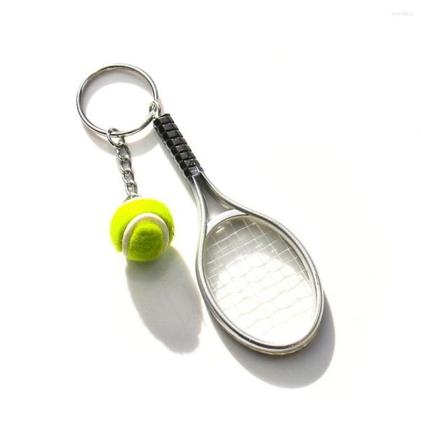 Schlüsselanhänger Niedliche Simulation Sport Mini Tennisschläger Anhänger Schlüsselanhänger Schlüsselanhänger Ring Finder Holer Zubehör Geschenk Teenager Fan Sport Souvenirs