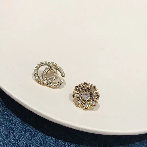 Brinco de brinco de diamante embutido de diamante alfabeto Sun Flower Brincos de luxo para mulheres noivado de casamento Party cl￡ssica moda tend￪ncia