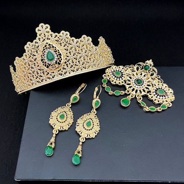 Свадебные украшения для волос Традиционная марокканская корона Тиары в золотой водопроводной аксессуарах для свадебной этнической купоны 230216