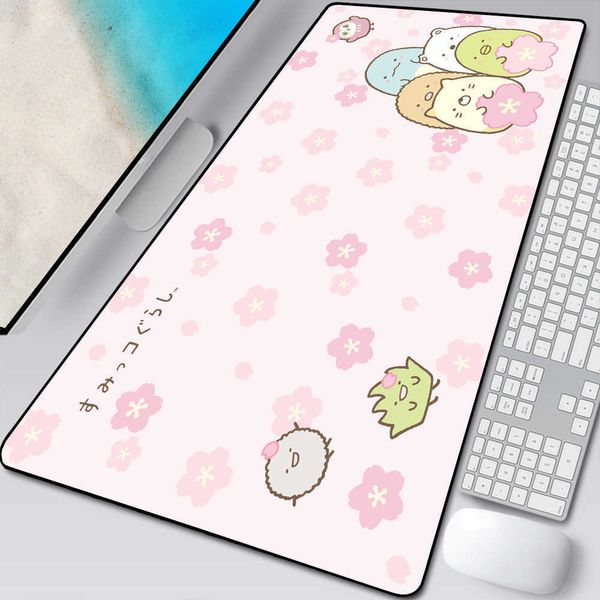 Tappetini per mouse Poggiapolsi Kawaii Cartoon Rosa Sumikko Gurashi Tappetino per mouse Anime Gabinete Tavolo da gioco Accessori da gioco Tastiera Tappetino da scrivania LOL Tappetino per mouse T230215