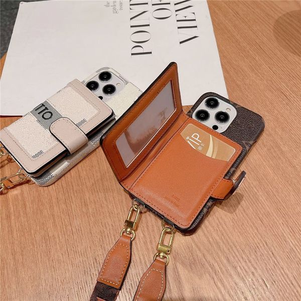 Tasarımcı Crossbody Card Cüzdan İPhone 15 14 14 15Pro 14pro 14prus 14promax 13 13pro 13promax 12 11 X XR XS Kart yuvası omuz askılı lüks çanta çantası