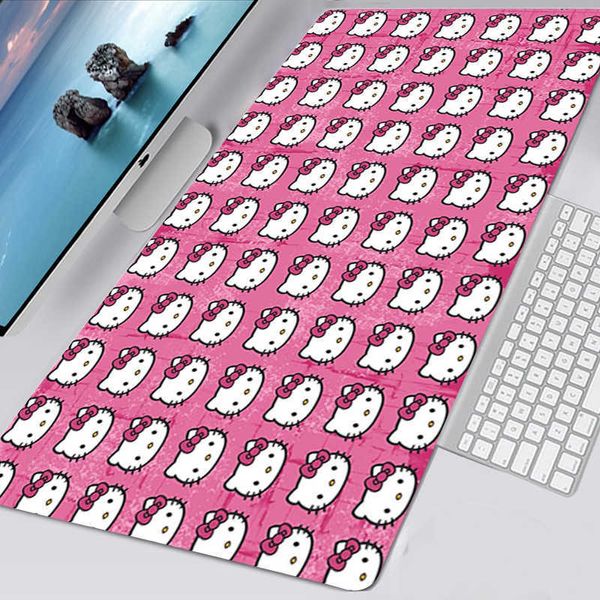 Tappetini per mouse Poggiapolsi Cute Mausepad Kawaii Hellos Cat Kitties Accessori da gioco Tappetino per mouse Tappetino per mouse grande Gamer Tappetino per mouse XXL Tapis De Souris Tappetino per scrivania T230215