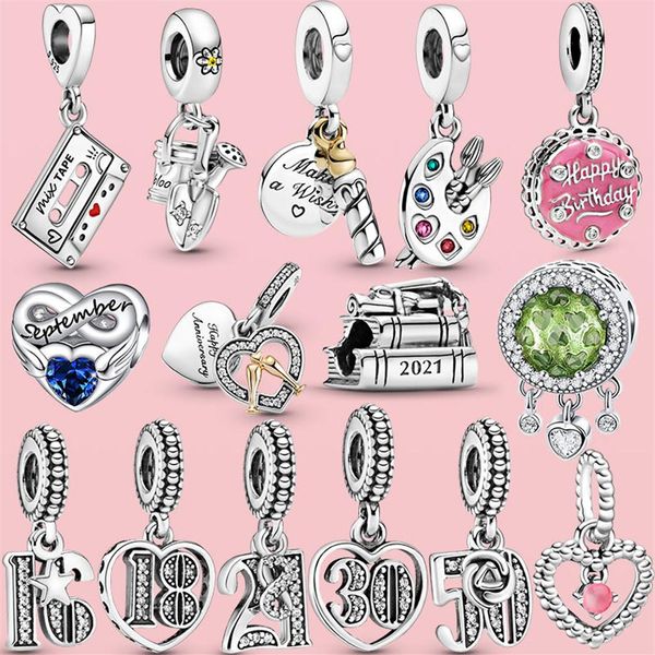 925 argento fit Pandora braccialetto di fascino perline compleanno celebrazione anniversario ciondola charmes ciondoli fai da te perline gioielli278Y