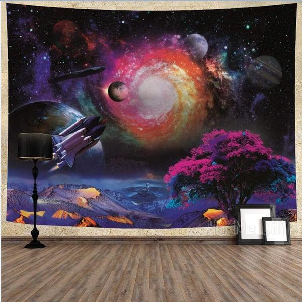 Arazzi Sailing Ocean Rocket Moonlight Tapestry Home Decoration Science Wall Hanging Bedroom Decor