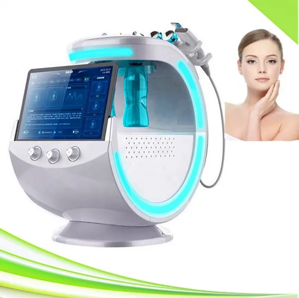 7 in 1 getto di ossigeno peel idradermoabrasione attrezzatura di bellezza analizzatore di scanner per pelle blu ghiaccio intelligente idro dermoabrasione rimozione di punti neri aqua viso getto di ossigeno