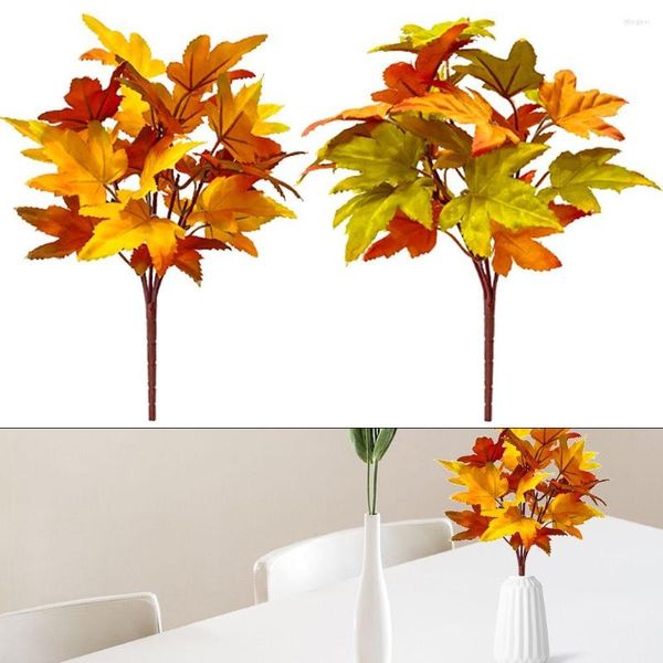 Flores decorativas 2pcs Simulação Dia de Ação de Graças Artificial Filiais de Natal Acessórios de decoração de folhas de folhas Maple Bunch