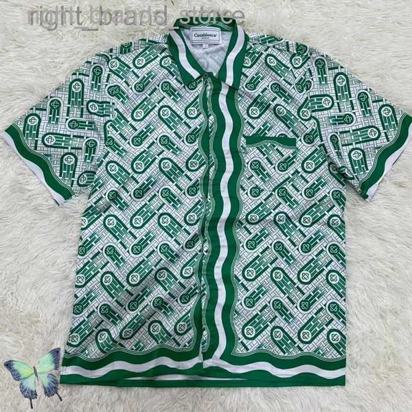 T-shirt da uomo CASABLANCA Casual hawaiano Full Print Green Short Seve Shirt0216V23