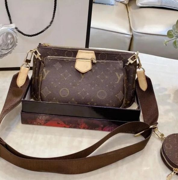 2023 Multi Felicie Pochette Mulheres Bolsas Bolsa Original Caixa Data Código Bolsa Embreagem Ombro Messenger Crossbody Número de Série 3 Pçs / Set Bolsa Crossbody 668