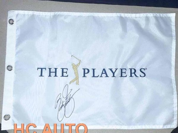 Rickie Fowler autografato firmato firmato auto da collezione auto da collezione aperta bandiera del perno da golf