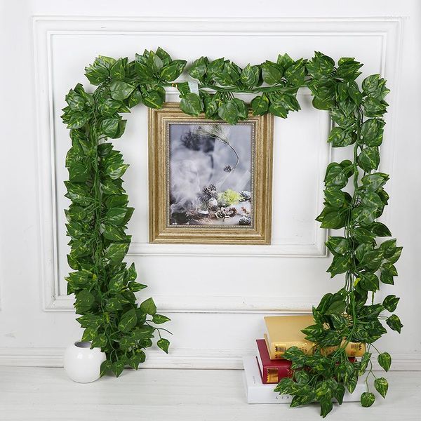 Flores decorativas Decoração de casamento 240 cm de hera artificial Plantas de guirlanda de guirlanda plástica Verde Long Vine Floring Flower para decoração