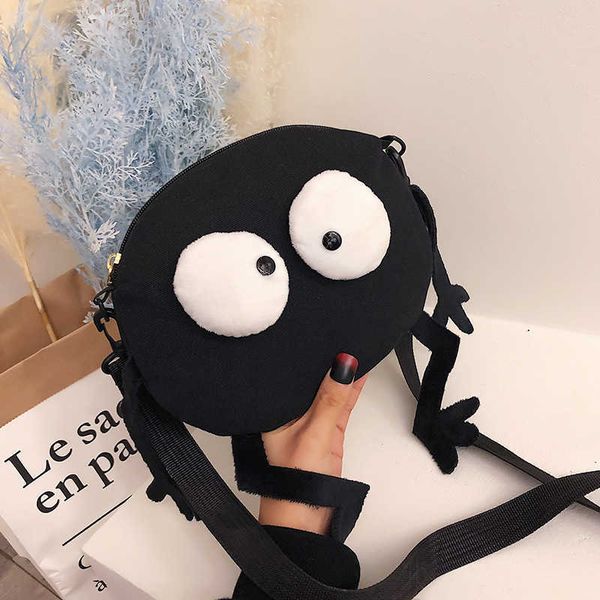 Borse a tracolla New Fashion Big Eyes Canvas Girls Borsa a tracolla Cute Black Bricchette Messenger Bag Bambini Donna Portamonete Mini borsa a tracolla 0216/23