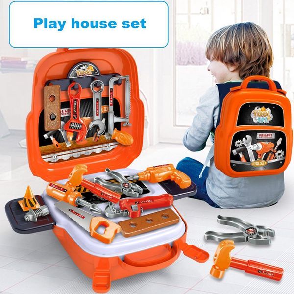 Tools Workshop 22Pcs Set di strumenti di ingegneria per bambini Kit di giocattoli per bambini con custodia Borsa Set di strumenti portatili Playset per ragazzi Giochi di imitazione Strumenti 230216