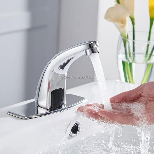 Badezimmer-Waschtischarmaturen GIZERO Automatischer, aufgeblähter Sensor-Wasserhahn, wassersparend, induktiver elektrischer Mischbatterie, frei berührungslos ZR6102