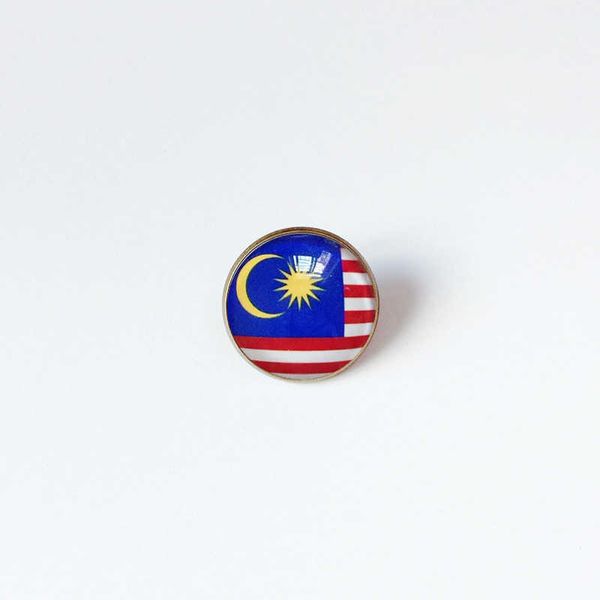 Partys Malaysia Bandeira Nacional Broche do Mundo Broche de Broche de Broche de High Classe Decora￧￣o de Banquetes Decora￧￣o de Crist￣o de Metal Comemorativo de Crist￣o