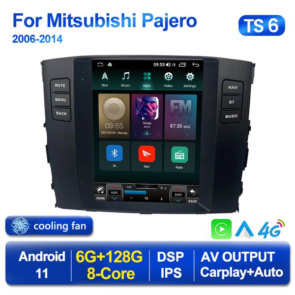 Araba DVD Radyo Multimedya Oyuncu Android 11 Mitsubishi Pajero için 2006-2014 Tesla tarzı Carplay GPS Navigasyon Kafa Birimi Stereo 2din