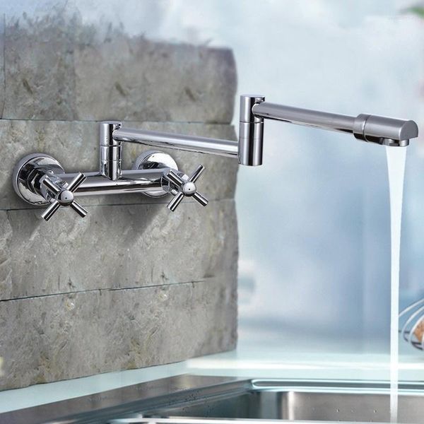 Rubinetti da cucina Rubinetto da bagno monocomando in ottone cromato stile europeo Rubinetto miscelatore acqua a parete