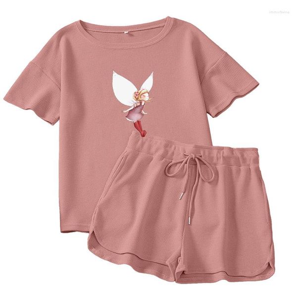 Pigiama da donna Cartoon Cute Animal Pigiama a maniche corte Set Donna Home Summer Comodo servizio in tessuto di cotone per ragazze