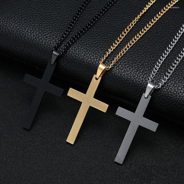 Anhänger Halsketten Design Klassische Vintage Legierung Kreuz Halskette Edelstahl Spiegel Poliert Punk Männer Frauen Schmuck Emo