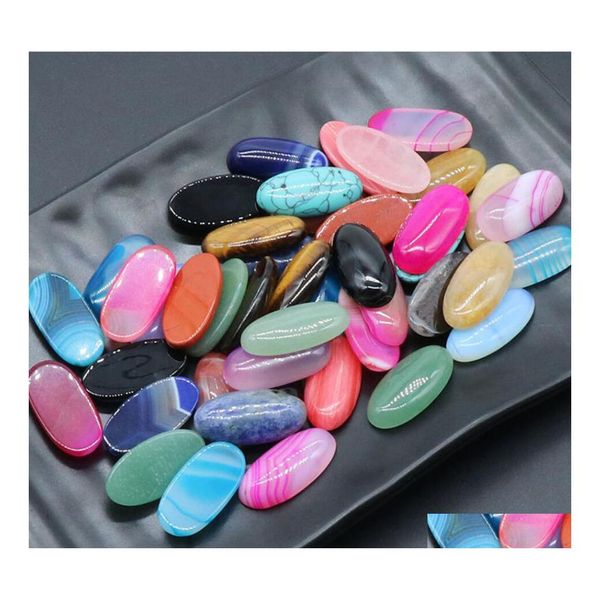 Stone Natural 15x30mm Formul￡rio de ovo LOLHO OPAL ROSE BROSE QUARTZ TIGERS ELENTE CABOCHONS PLATAS PARA CARROS DE CARRO RINGO DE JOIXAS DHNU7