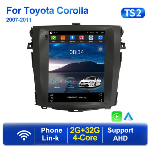 Android 11 Player para Tesla Style Car DVD Vídeo de rádio para Toyota Corolla E140 E150 2006-2013 Multimídia GPS CarPlay Estéreo