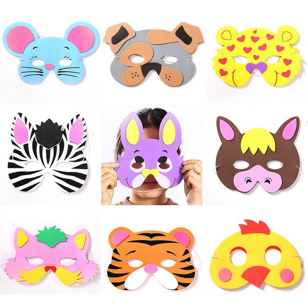 Party Masken 20 stücke Cartoon Tier Maske Po Requisiten Kinder Geburtstag Dekor Dschungel Safari Thema Zoo Liefert Kinder Cosplay Dress-Up 230216