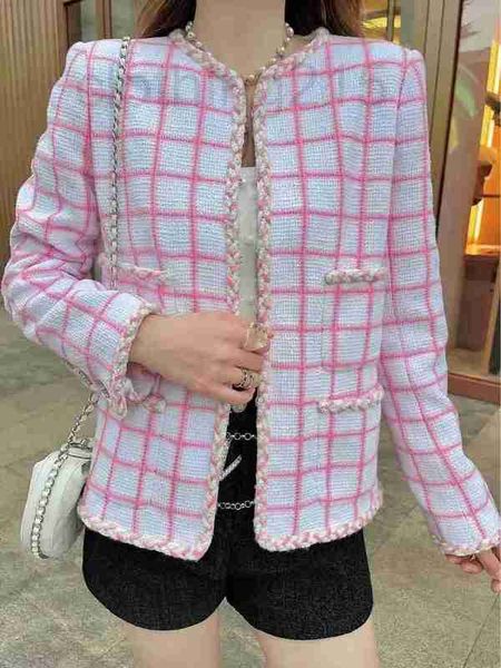 Jackets feminino Designer 2022 Mulheres designer vintage Tweed Blazer Chacket Coat Female Milan Runway Dress Causal Manga longa Tops de roupas Terno de roupa Zn2 YT9B