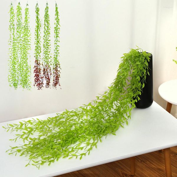 Dekoratif çiçekler 100 cm simülasyon bırakır plastik sahte bitkiler yapay rattan sarmaşık asma ev bahçe düğün odası kamış dekorasyon