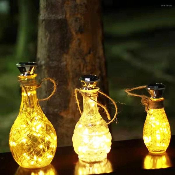 Strings 10 Stücke Weinflasche Lichterkette Solar Outdoor Urlaub Kork Lampenkette Rasenbeleuchtung Dekoration Gehweg Warm