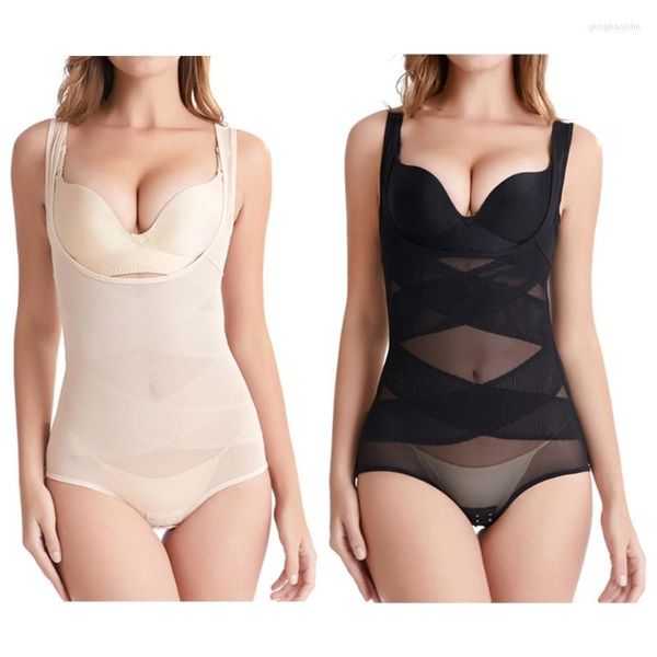 Women's Shapers 066C Shapewear-Body für Damen, kreuz und quer verlaufendes Mesh-Bauchkontroll-BuLifter-Höschen