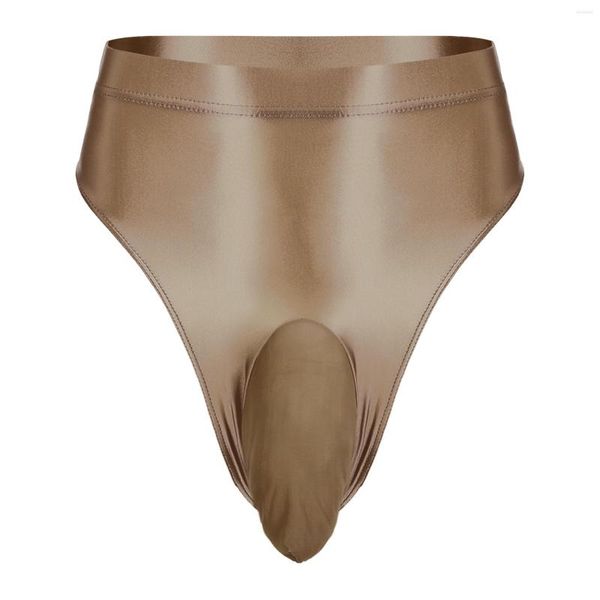 Menores de banho de banho masculina lingerie de lingerie alta pasta de calcinha marriga brilhante Bolsa de calçada elástica respirável