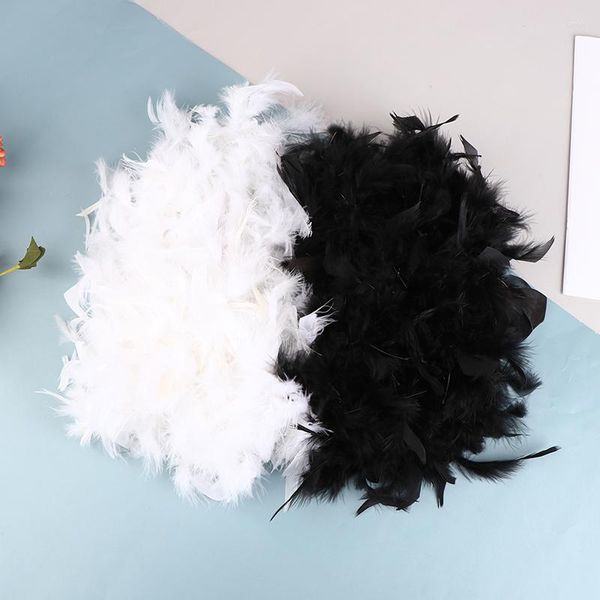 Рождественские украшения 1pc Tree Feather Boa Strip White Black Plips DIY Рождественская лента Свадебная гирлянда аксессуары украшения