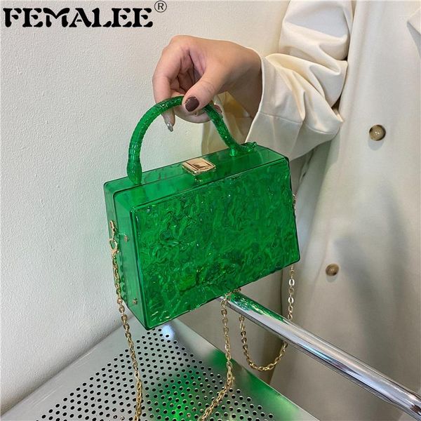 Umhängetaschen Schlangengriff Transparente Acrylhandtaschen Luxus-Hochzeitskupplung für Frauen Designer-Eisrissmuster-Kettentasche