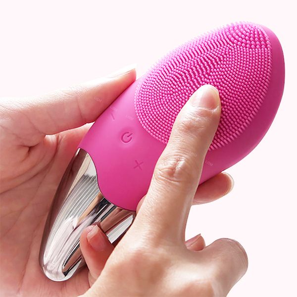 Escova de limpeza facial de silicone elétrica USB - massageador de pele profunda com tecnologia sônica para mini limpeza facial