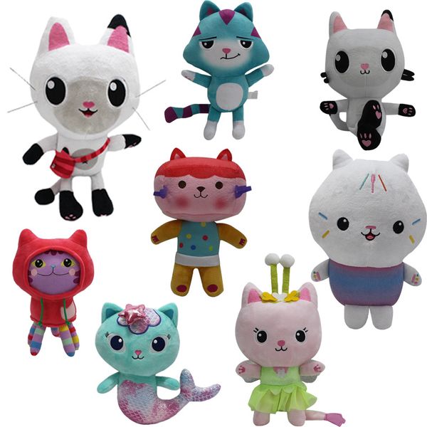 Gabby Dollhouse Plush Toy Mercat Cartoon de pel￺cia de gato sereia gato boneca boneca infantil presentes de anivers￡rio LT0005