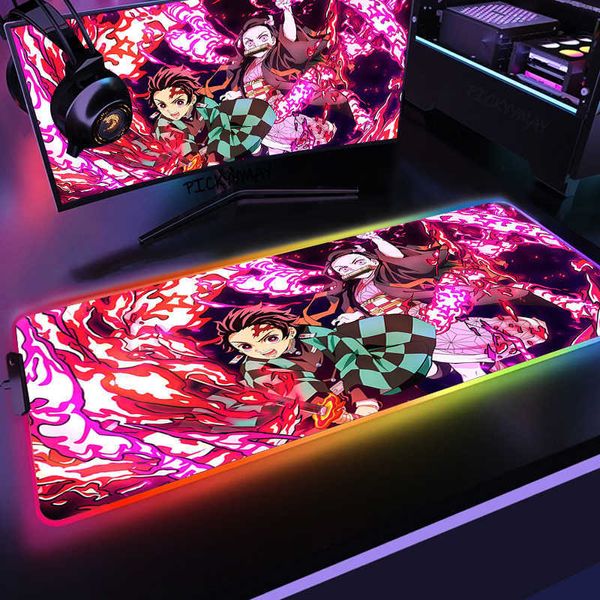 На запястье мыши на запястье Rests Demon Slayer Anime RGB Gaming Mouse Pad светодиодная настольная настольная настольная настольная настольная настольная настольная настольная настольная настольная настольная наставная