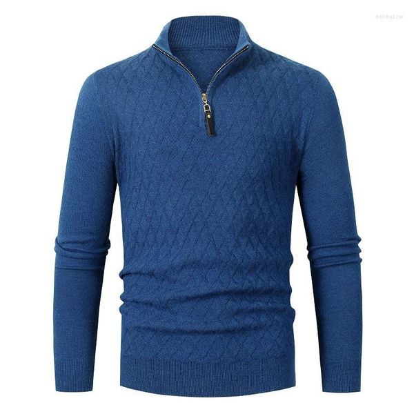 Camisolas masculinos Weiluo Men's Quarter Zip Sweater Slim Fit Fit Casual Turtleneck Pullover Mock Neck Polo