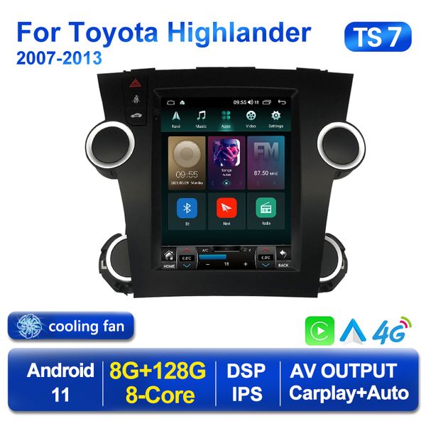 Экранная экрана в стиле Tesla DVD для Toyota Highlander 2 Xu40 2007-2013 Multimedia Video Player Navigation GPS BT Android 2Din