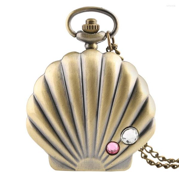 Relógios de bolso shell case tem tema assistir homens bronze feminino setor de quartzo design completo garoto de natal de Natal Mini Colar Relógio