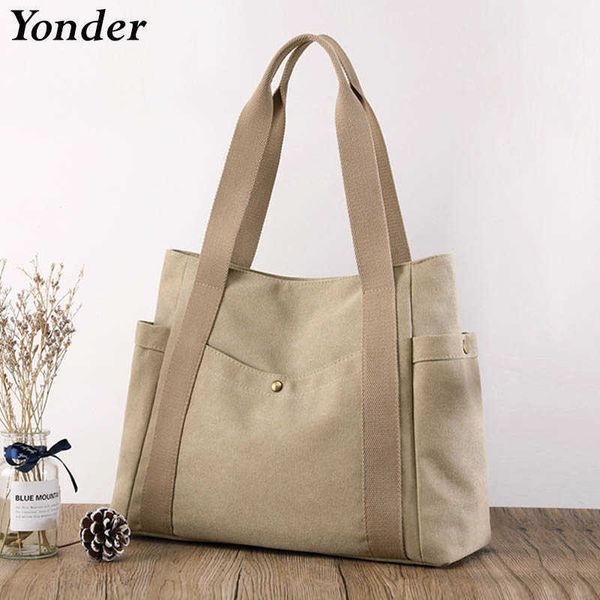 Shoulder Bags Blank Casual Large Women's Bag Canvas Tote Shoulder Bags for Women Big Fabric Cloth Canvas Tote Bag with Zipper Ladies Handbags 0216/23