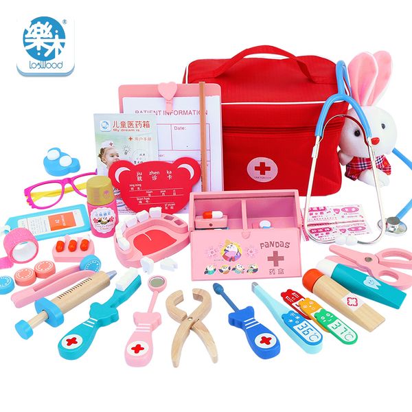 Andere Spielzeuge Baby Holzspielzeug Lustiges Spiel Echtes Leben Cosplay Arzt Zahnarzt Medizinbox Rollenspielspielzeug für Kinder Mädchen Geschenke 230216