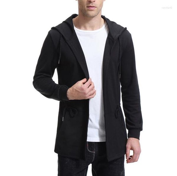 Männer Jacken 2023 Herbst Europäischen Trend Männer Schwarz Mit Kapuze Mantel Jacke Plus Größe Männliche Mode Lässig Lange Mantel Tops M-5XL