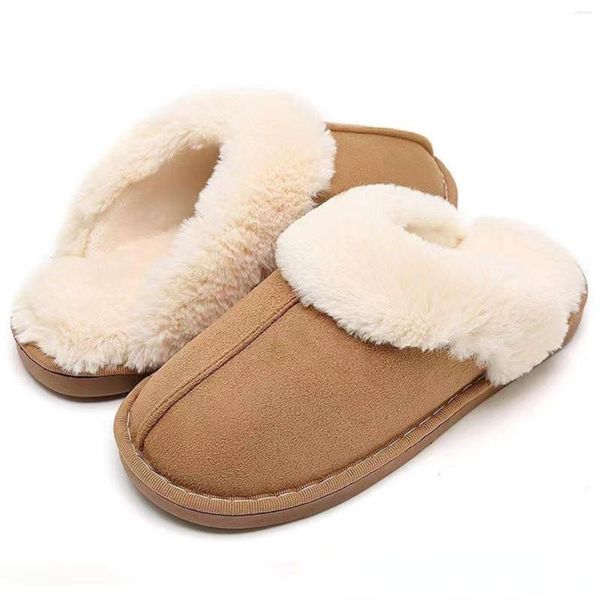 Slippers One Piece Inverno Sapatos para casa confortáveis ​​Casal de algodão coberto de pelúcia