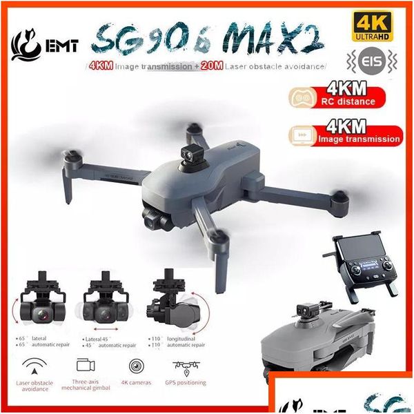 Drones Simuladores Sg906 Max2 Max1 Com Câmera 4K Para Adts Gps Fpv Drone Drone Longo Tempo de Voo Siga-me 3 Eixos Gimbal Laser Obstacle Dhine