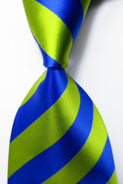 Laço amarra a moda Paisley tie listrada tie masculina de 9cm de seda conjunta verde laranja jacquard tecido