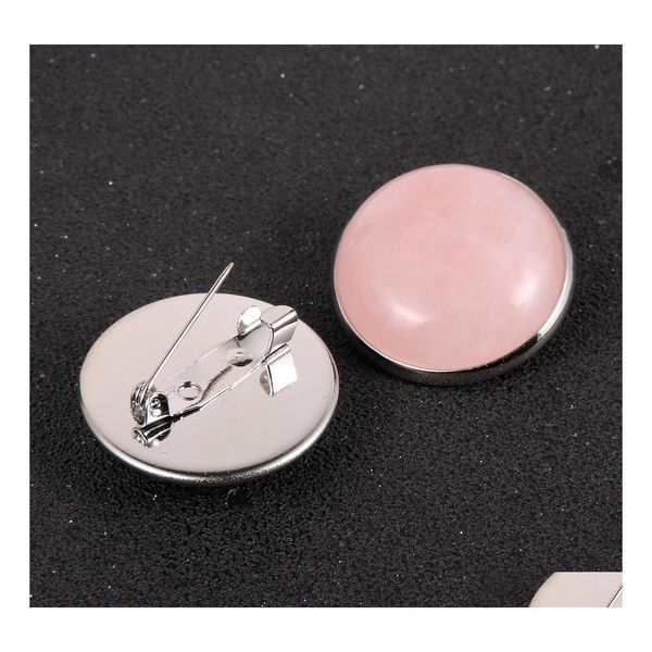 Pins Broschen Frauen Männer Naturstein 25 Mm Cabochon Brosche Tigerauge Türkisen Tasche Kleidung Opal Kristall Pins Grün Abzeichen Jewelr Se Dhsoy