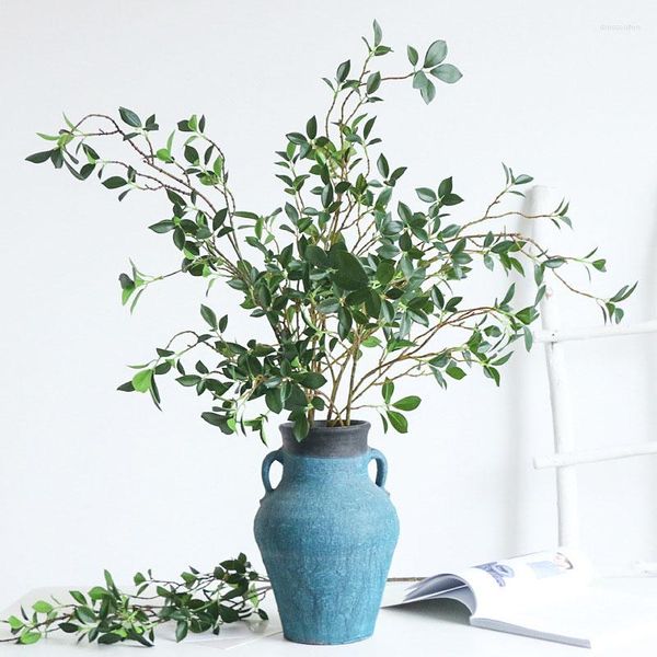 Flores decorativas de luxo tenuifolia Ficus Tree Branch Fake Flower Home Decor Longo Decoração de Casamento Plantas Artificiales