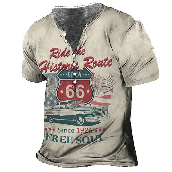Erkek Tişörtler Vintage T Shirt Kısa Kollu Bluz Pamuk Üstleri 5xl Tees USA Route 66 Mektup Grafik 3D Baskı T-Shirt Büyük Boy Kıyafet 230217