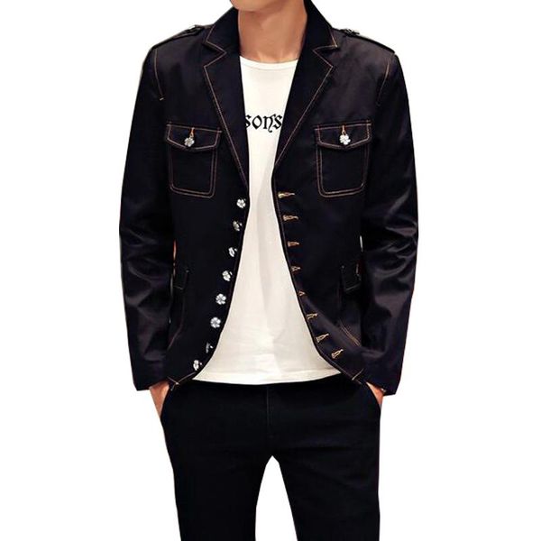 Мужские куртки распродажа весенняя модная бренда мужчина блейзеры Slim Fit Motorcycle Cowboy Mens Denim Blue Jeans Jeant Blazer Menmen's