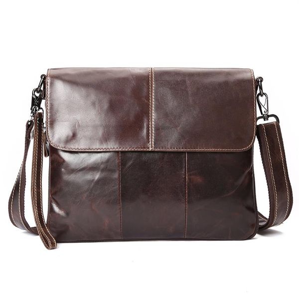 Fashion Vintage Подличная кожаная сумка для плеча высококачественная коричневая повседневная сумка для плеч для мужчин большие мощности Business206y